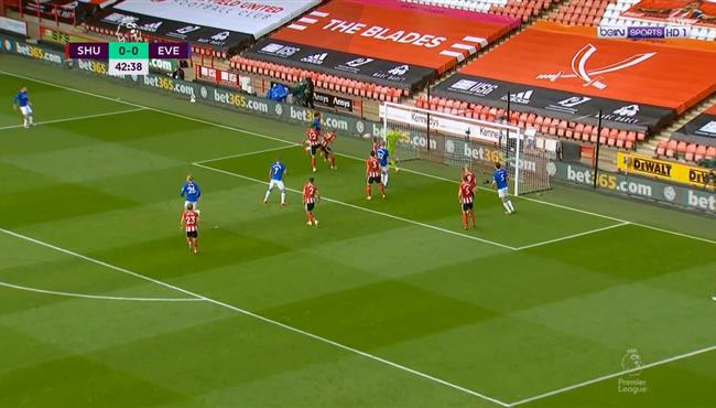 القائم يحرم ايفرتون من تسجيل الهدف الاول في مرمي شيفيلد بالدوري الانجليزي