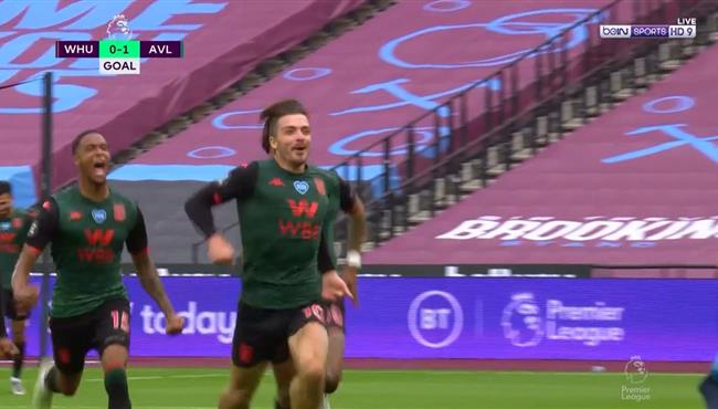 هدف جاك جريلش في مرمي وست هام بالدوري الانجليزي