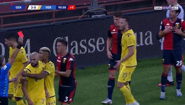 طرد سفيان امرابط وكاساتا في مباراة جنوي وهيلاس فيرونا