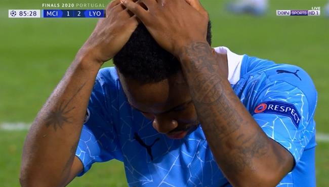 رحيم ستيرلينج يهدر فرصه لا تصدق والمرمي خالي امام ليون ورد فعل جوارديولا