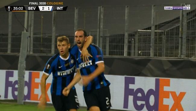 هدف تعادل انتر ميلان مع اشبيلية 2 2 نهائي الدوري الاوروبي