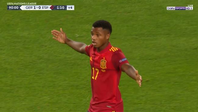 هدف انسو فاتي الملغي في مباراة اسبانيا والمانيا بدوري الامم الاوروبية
