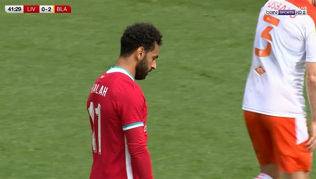 محمد صلاح كاد ان يسجل هدف لليفربول امام بلاكبول