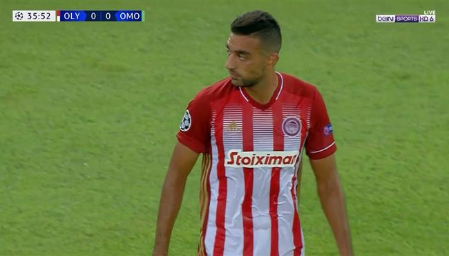 احمد حسن كوكا كاد ان يسجل هدف رائع في مباراة اولمبياكوس واومونيا نيقوسيا