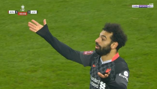 هدف محمد صلاح الملغي فى مرمي استون فيلا بكاس الاتحاد الانجليزي