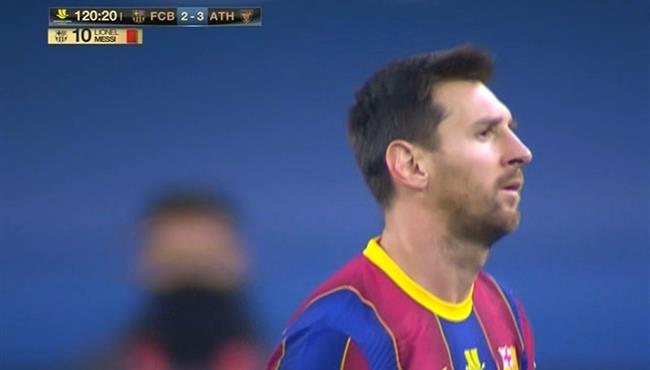 طرد ميسي في مباراة برشلونة واتلتيك بلباو