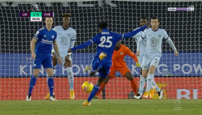 هدف ليستر سيتي الاول الرائع في مرمي تشيلسي ويلفريد نديدي