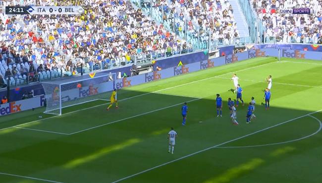 العارضة تحرم بلجيكا من تسجيل هدف امام ايطاليا
