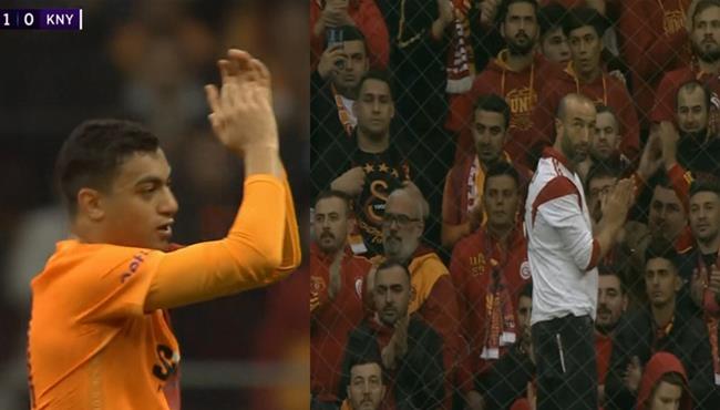 جماهير جالطة سراي تحيي مصطفي محمد لحظة خروجة في مباراة كونيا سبور