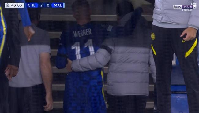 اصابة فيرنر وخروجه في مباراة تشيلسي ومالمو بدوري ابطال اوروبا