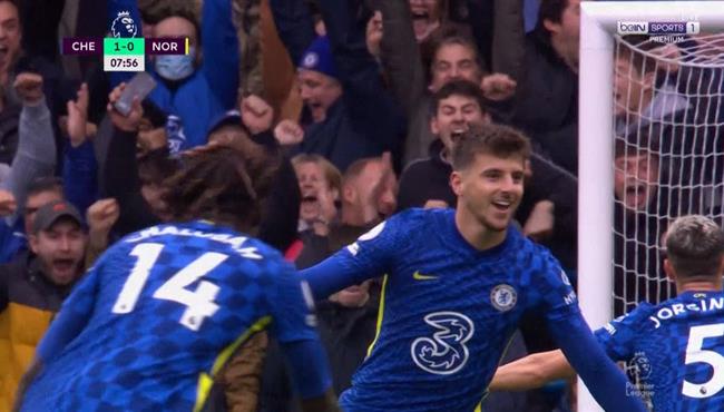 هدف ماسون ماونت الرائع في مباراة تشيلسي ونورويتش سيتي
