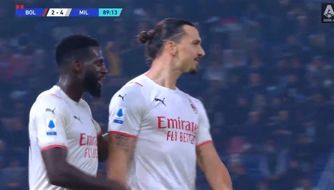 هدف ابراهيموفيتش في مباراة ميلان وبولونيا بالدوري الايطالي