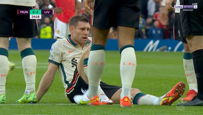 اصابة ميلنر وخروجه في مباراة ليفربول ومانشستر يونايتد بالدوري الانجليزي