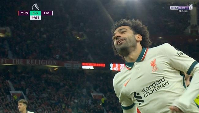 هدف محمد صلاح الثالث في مرمي مانشستر يونايتد بالدوري الانجليزي