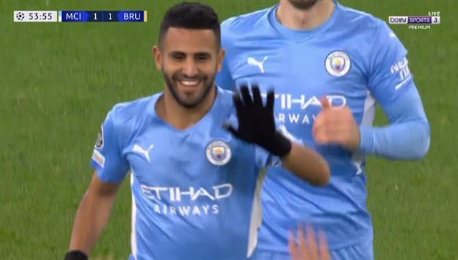 هدف رياض محرز في مرمي كلوب بروج بدوري ابطال اوروبا