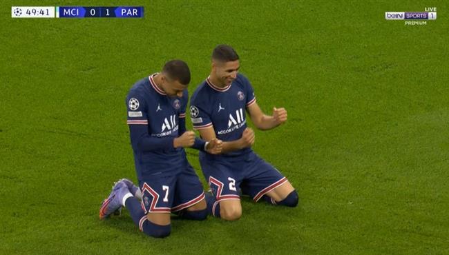 هدف مبابي في مرمي مانشستر سيتي بدوري ابطال اوروبا