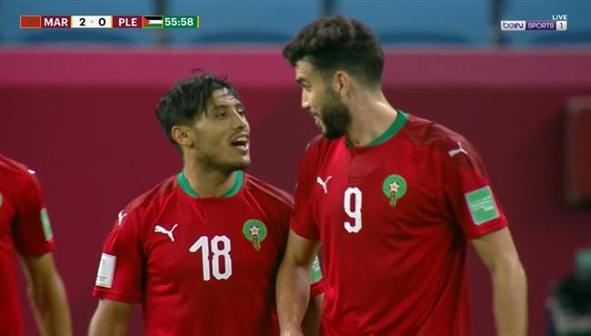 هدف المغرب الثاني في مرمي فلسطين عبد الإله الحافيظي