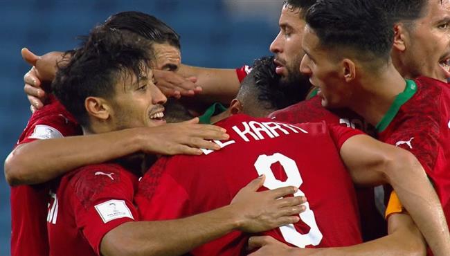 هدف المغرب الثالث الرائع في مرمي فلسطين عبد الإله الحافيظي