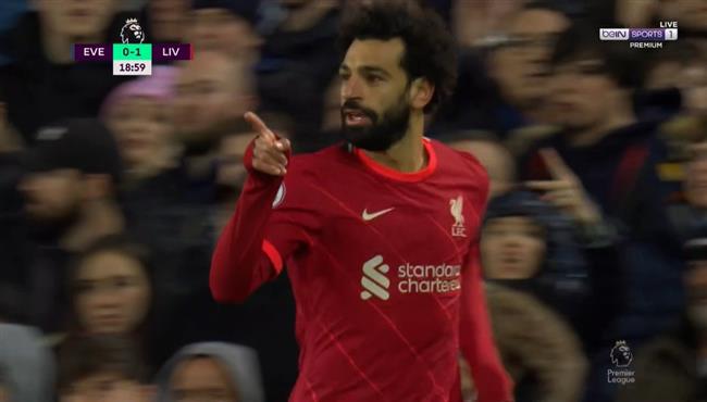 هدف محمد صلاح الاول الرائع في مرمي ايفرتون بالدوري الانجليزي