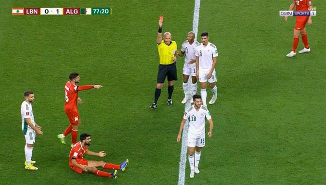 طرد حسام مرزيق في مباراة الجزائر ولبنان
