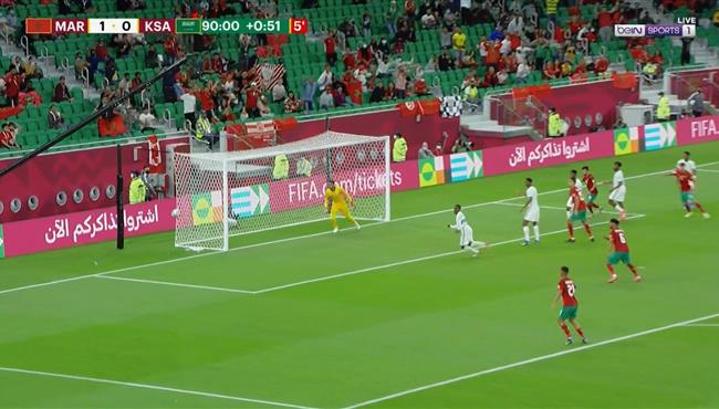 العارضة تحرم المغرب من تسجل الهدف الثاني في مرمي السعودية