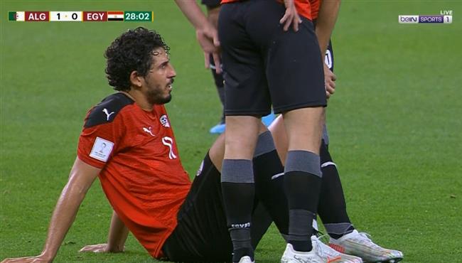 اصابة احمد حجازي وخروجه في مباراة مصر والجزائر بكاس العرب