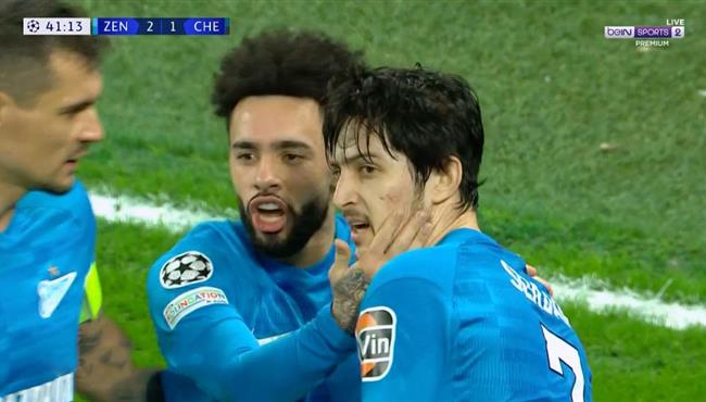 هدف زينيت الثاني في مرمي تشيلسي 2 1 دوري ابطال اوروبا