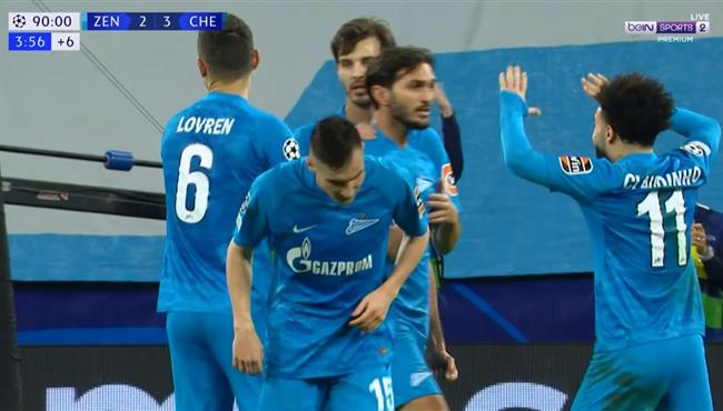 هدف تعادل زينيت القاتل مع تشيلسي 3 3 دوري ابطال اوروبا
