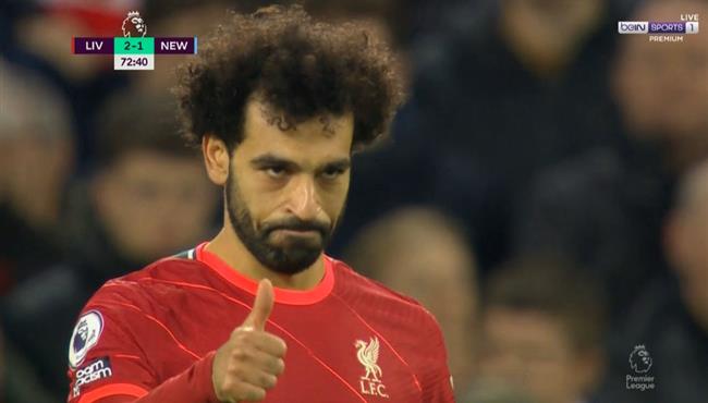 محمد صلاح كاد ان يسجل هدف في مباراة ليفربول ونيوكاسل
