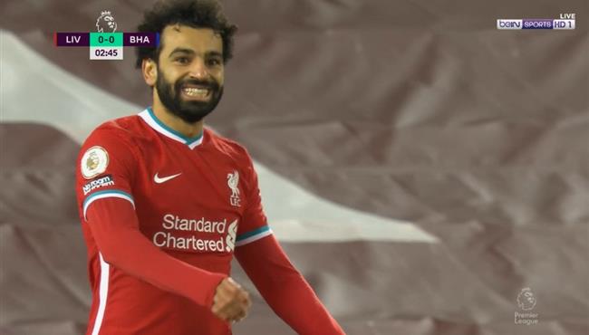 محمد صلاح يهدر انفراد تام امام برايتون بعد تمريرة رائعة من هندرسون