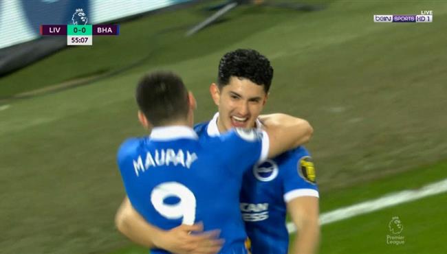 هدف برايتون في مرمي ليفربول بالدوري الانجليزي