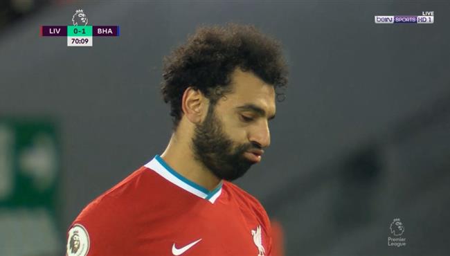محمد صلاح يهدر هدف محقق امام برايتون ورد فعل كلوب