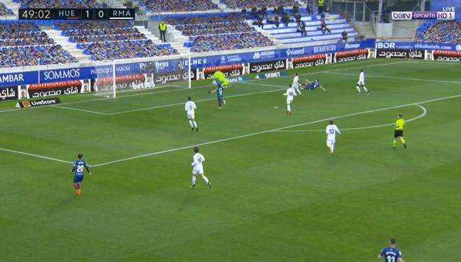 العارضة تحرم هويسكا من تسجيل هدف ثاني امام ريال مدريد