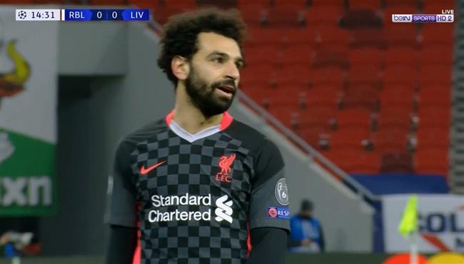 محمد صلاح يهدر فرصة هدف امام لايبزيج بدوري ابطال اوروبا