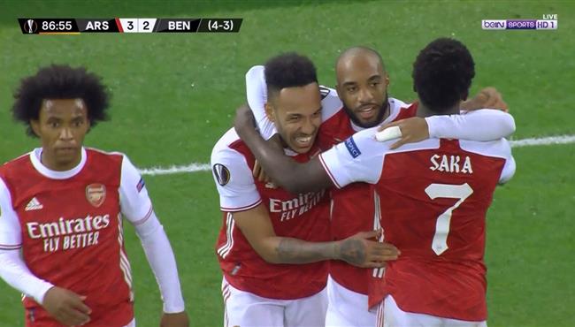 اهداف مباراة ارسنال وبنفيكا 3 2 الدوري الاوروبي