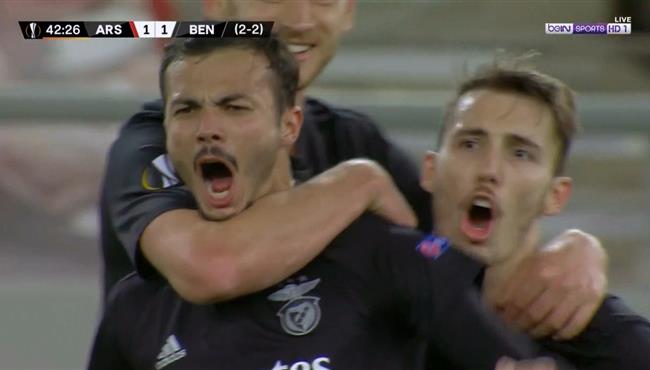 هدف بنفيكا الرائع في مرمي ارسنال بالدوري الاوروبي