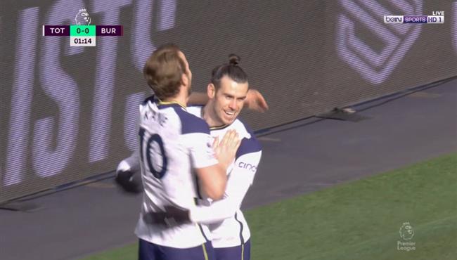 هدف جاريث بيل الاول في مرمي بيرنلي بالدوري الانجليزي