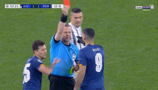 طرد مهدي طارمي في مباراة يوفنتوس وبورتو