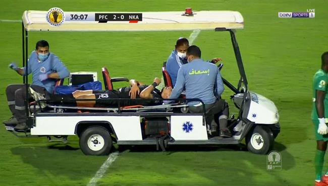 اصابة محمود وادي في مباراة بيراميدز ونكانا بكأس الكونفدرالية