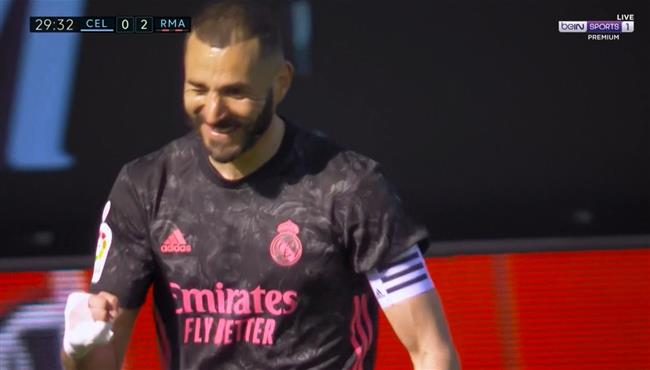 هدف كريم بنزيما الثاني فى مرمي سيلتا فيجو بالدوري الاسباني