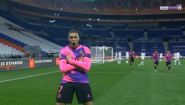 هدف مبابي الاول فى مرمي ليون بالدوري الفرنسي