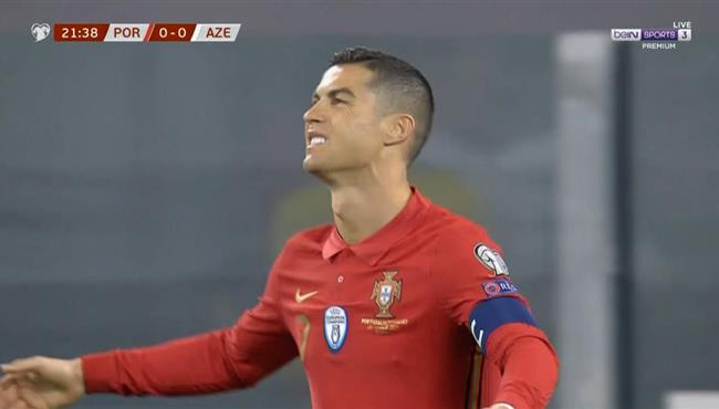 كريستيانو رونالد يهدر فرصة هدف امام اذربيجان بتصفيات كاس العالم