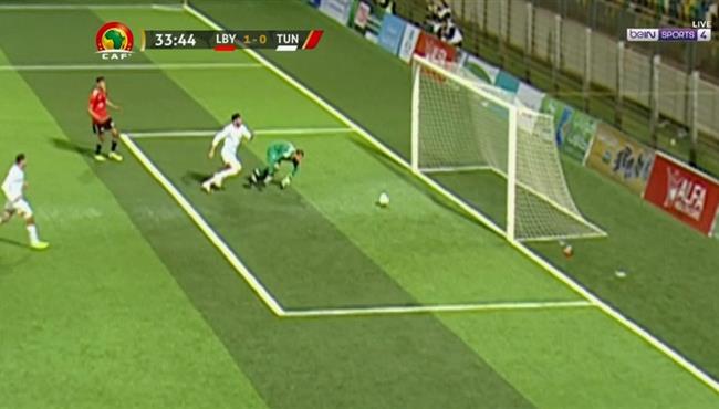 مدافع تونس ينقذ هدف محقق لحمدو الهوني من علي خط المرمي