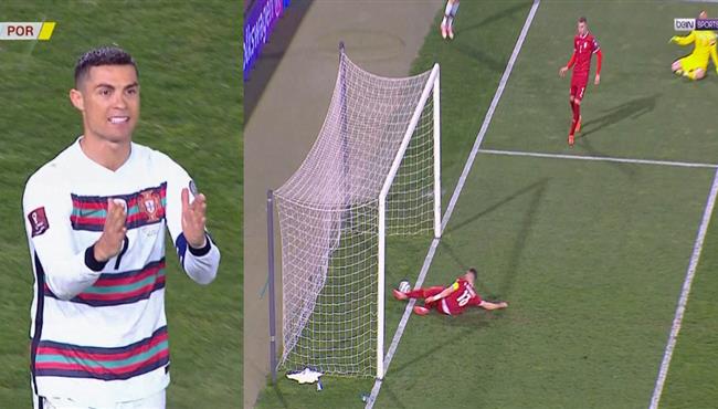 رونالدو ينفعل علي الحكم لعدم احتسابه هدف قاتل للبرتغال امام صريبا
