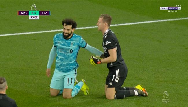 محمد صلاح يهدر انفراد امام ارسنال بالدوري الانجليزي