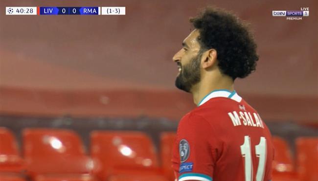 محمد صلاح يهدر فرصة هدف امام ريال مدريد
