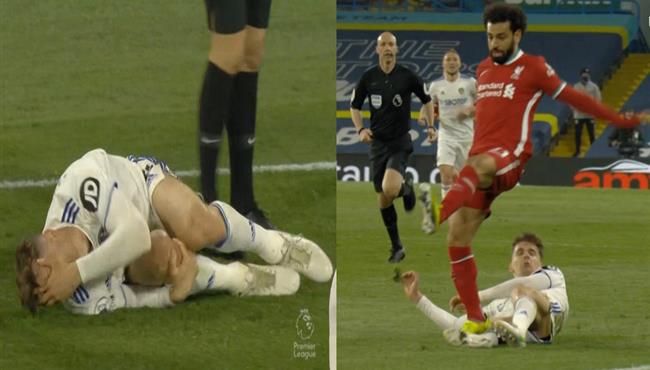 تدخل عنيف من محمد صلاح علي دييجو يورينتي لاعب ليدز