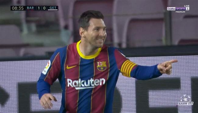 هدف ميسي الاول في مرمي خيتافي بالدوري الاسباني