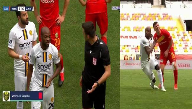 طرد جيرالدو امام ملطية سبور بعد تدخل عنيف علي كريم حافظ