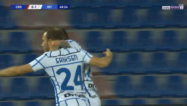هدف انتر ميلان الاول الرائع في مرمي كروتوني ايريكسن